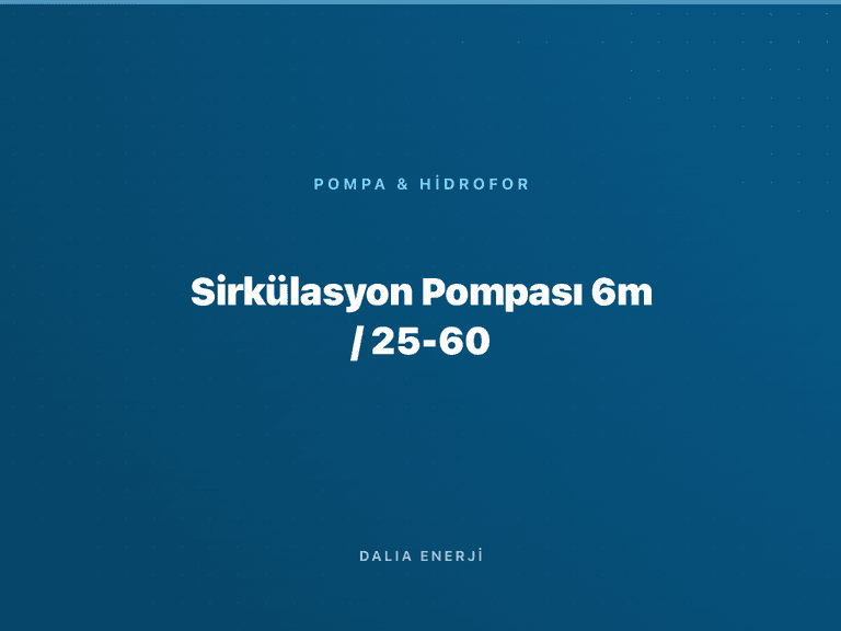 Sirkülasyon Pompası 6m / 25-60